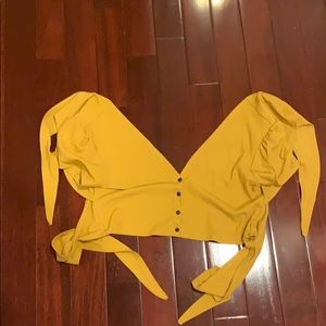 Mustard buttoned crop top